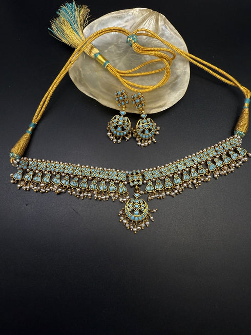 925 Kundan Choker Set with earrings